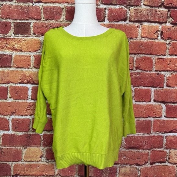Michael Kors Neon Green Long Sleeve‎ Sweater Cold Shoulder Women's Size Medium - Picture 1 of 16